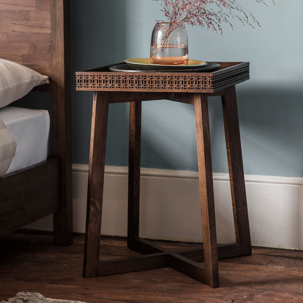 Gaia Collection Mango Bedside Table in Chocolate Mindi Brown